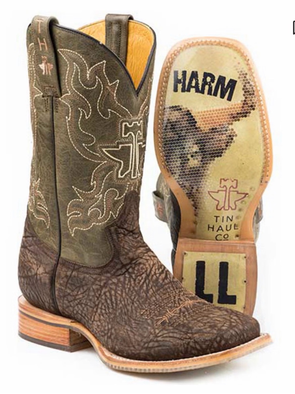 Tin Haul Men's Take No Bull Broad Toe Western Cowboy Boots Men’s Sz 10.5